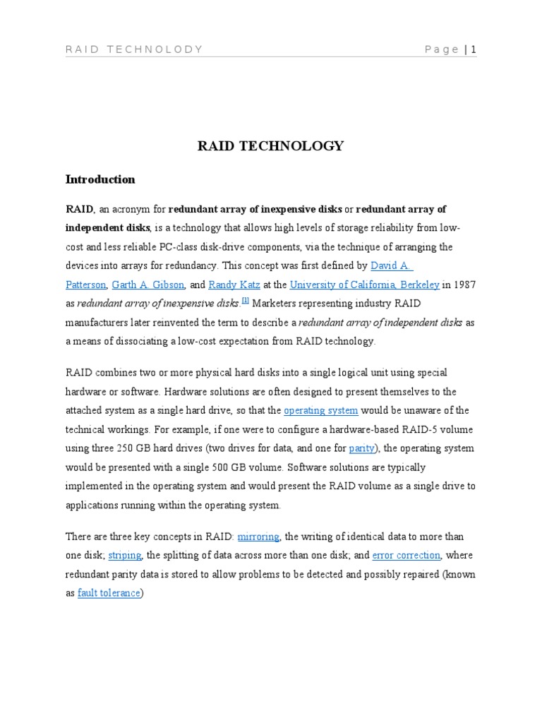 Raid Technology Report | PDF | Hard Disk Drive | Data