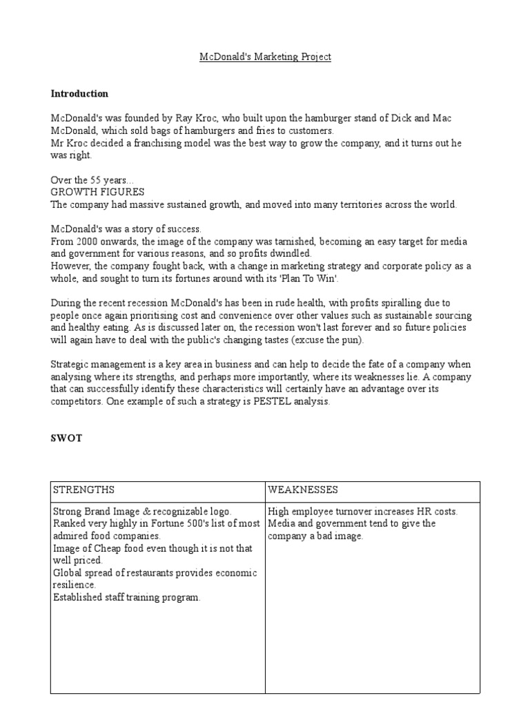 Mcdonalds Write Up | PDF | Mc Donald's | Fast Food Restaurants