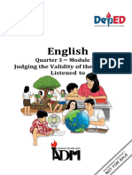 English: Quarter 3 - Module 3: Judging The Validity of The Evidence Listened To