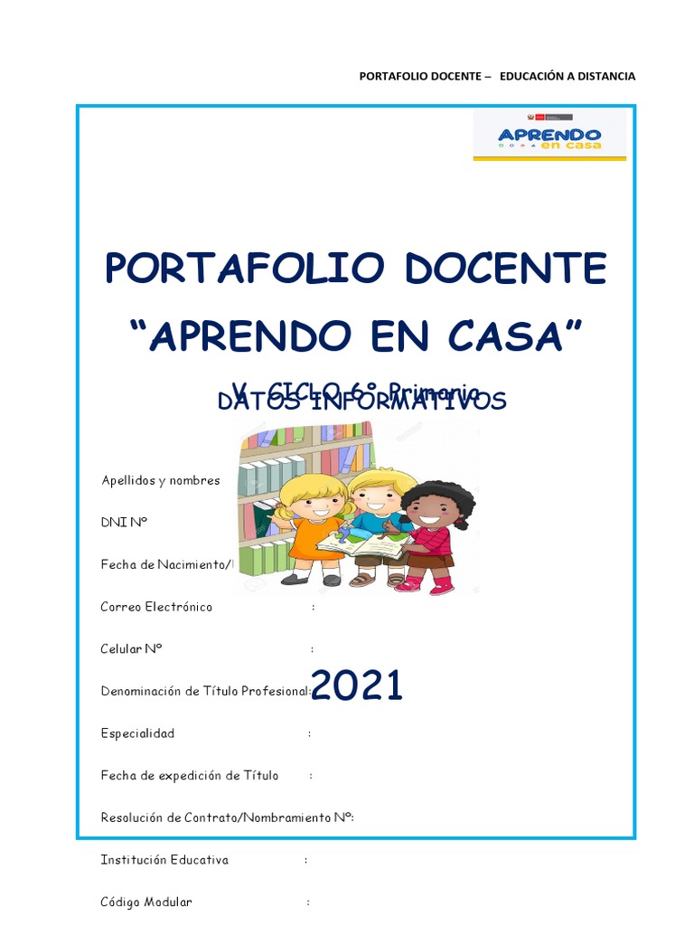 Carátula para Portafolio Docente 2025 | PDF | Educación a distancia ...