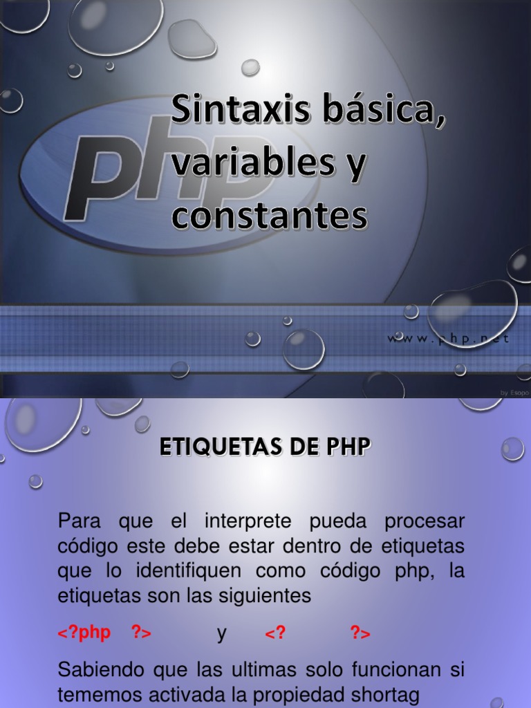Sintaxis Básica, Variables y Constantes PDF Php Variable (informática)