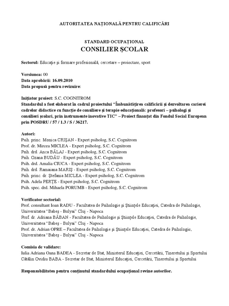 Consilier Scolar | PDF