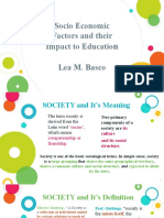 Socio Economic Factors and Their Impact To Educatio Lea M. Basco