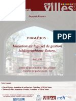 Initiation Au Logiciel de Gestion Bibliographique Zotero.: Formation