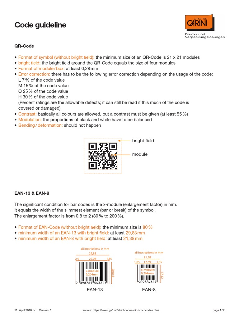 Guidelines for Creating Accurate QR Codes and Barcodes, Including