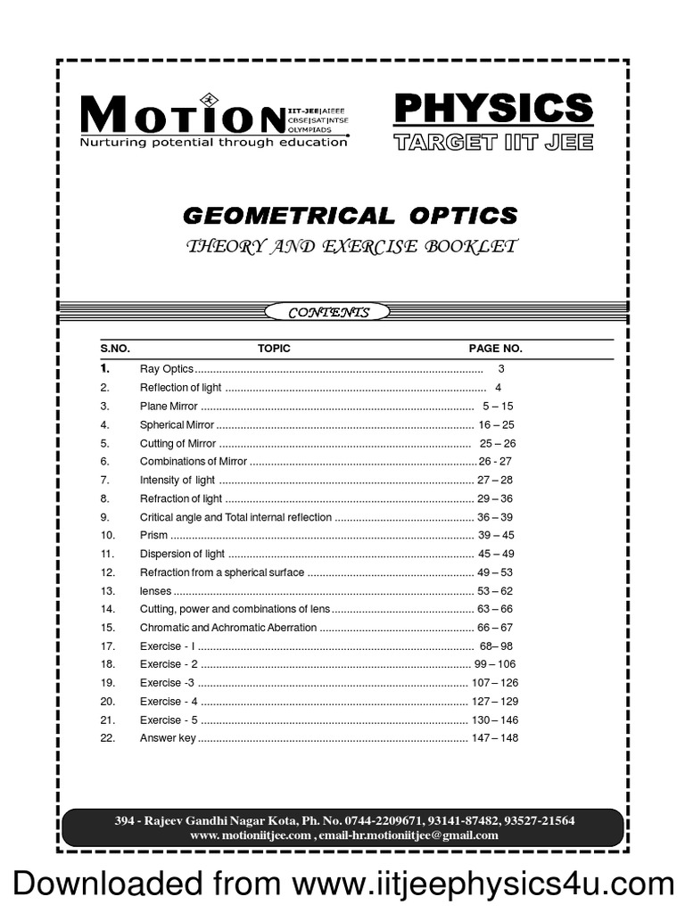 Geometrical Optics PDF Optics Light