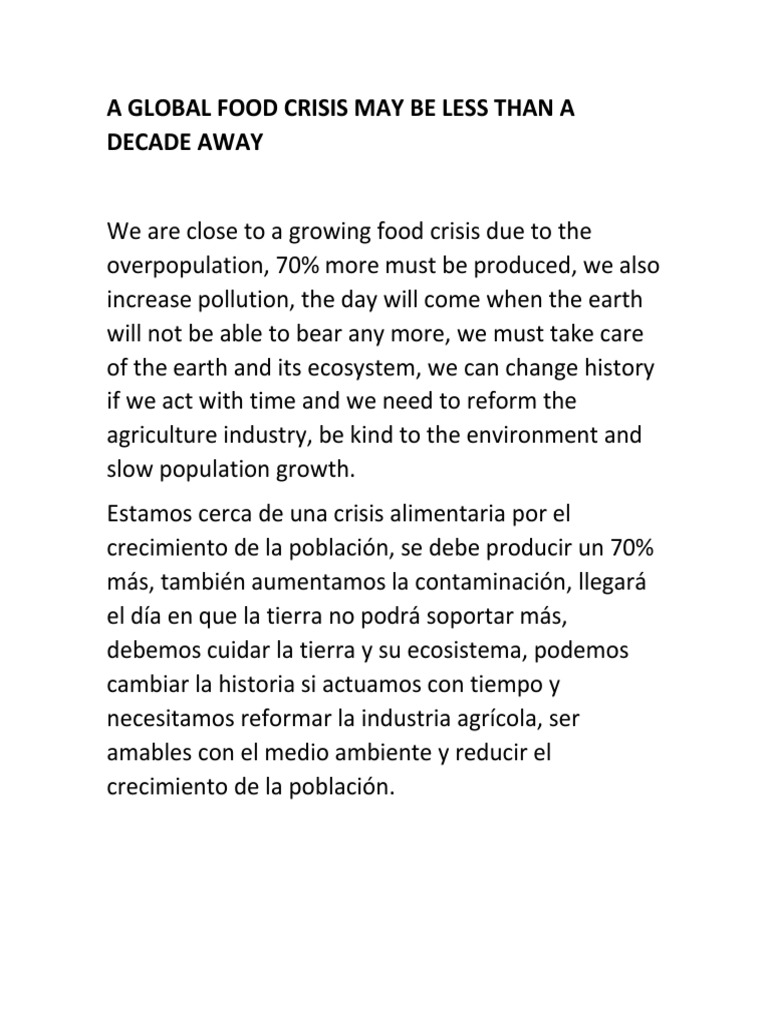 A Global Food Crisis PDF