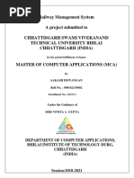 Railway Management System A Project Submitted To Chhattisgarh Swami Vivekanand Technical University Bhilai Chhattisgarh (India)