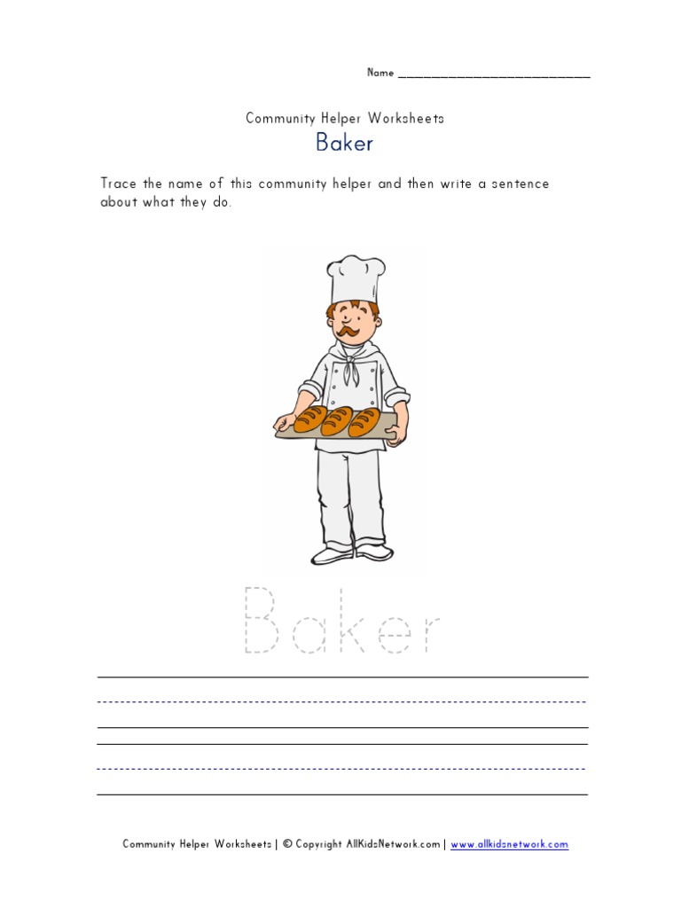 Baker Sentence Worksheet PDF