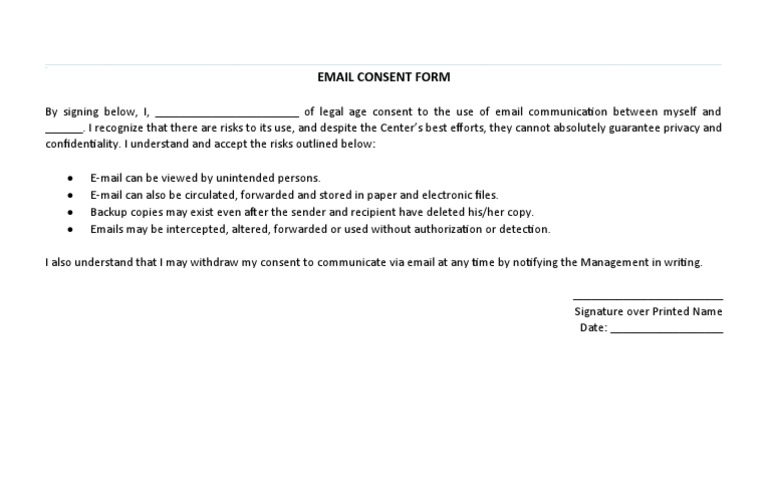 Email Consent Form Template | PDF | Privacy | Computer Security