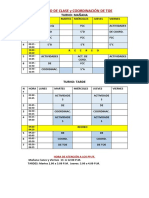 HORARIO DE CLASE y COORDINACIÓN DE TOE 2020