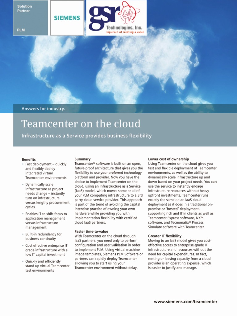 Siemens PLM Teamcenter On Cloud Fs Y3 | PDF | Product Lifecycle | Cloud ...