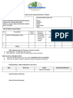 Purchase Requisition Form: List of Items To Purchase
