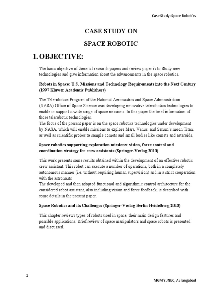 Space Robotics Case Study | PDF | Lander (Spacecraft) | Space Exploration