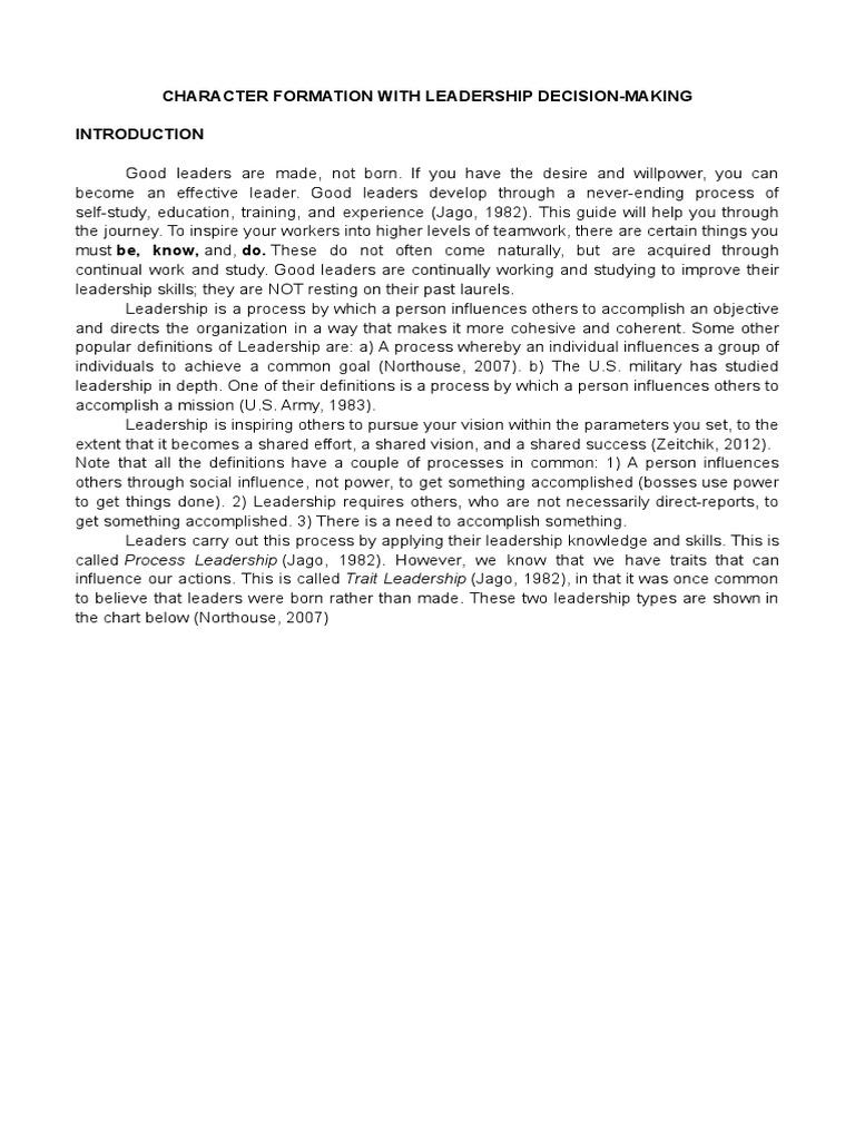 Character Formation With Leadership Decision Making | PDF | Power ...