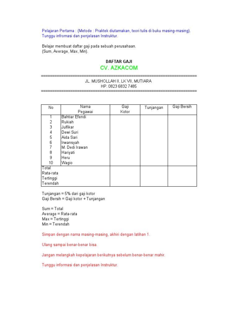 Modul ms excel ralat pdf