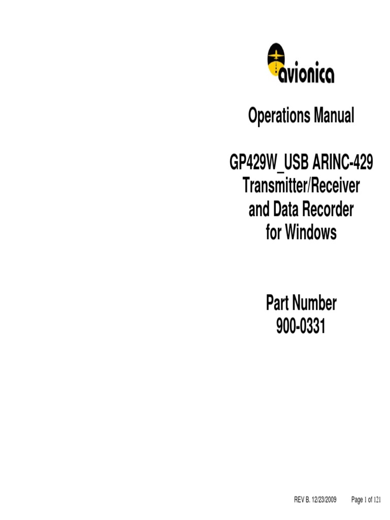 Operations Manual GP429W USB ARINC429 Transmitter/Receiver and Data