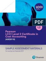 Pearson LCCI Level 2 Certifi Cate in Cost Accounting: Sample Assessment Materials