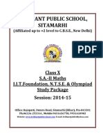 1082 B.P.S. X S.A. II Maths I.I.T.foundation N.T.S.E. Olympiad Study Package 2014 15