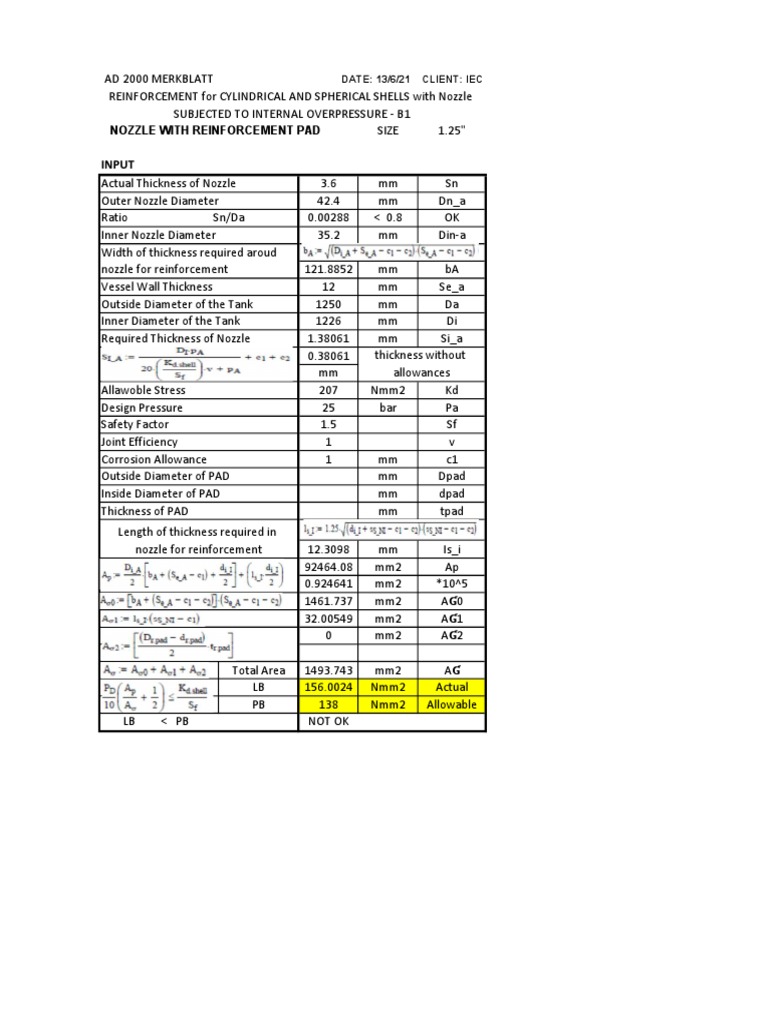 Nozzle With Reinforcement Pad: Date: 13/6/21 Client: Iec | PDF