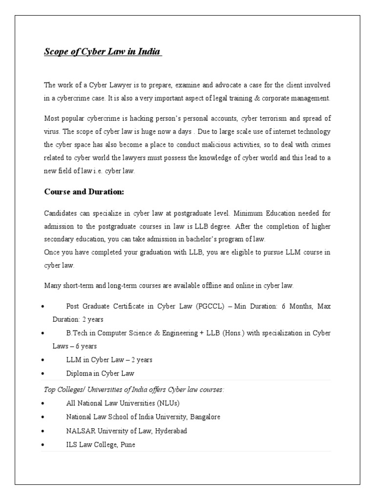 Cyber Law Career Scope in India | PDF | Lawyer | Computer Security