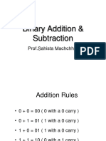 Binary Addition & Subtraction: Prof - Sahista Machchhar