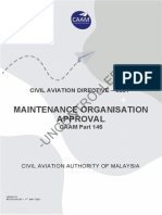 CAD 8601 Maintenance Organisation Approval CAAM Part 145