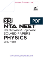 Disha 33 Years NEET Chapterwise & Topicwise Solved Papers Physics (2020 - 1988)