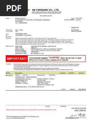 Proforma Invoice and Purchase Agreement No.2140758