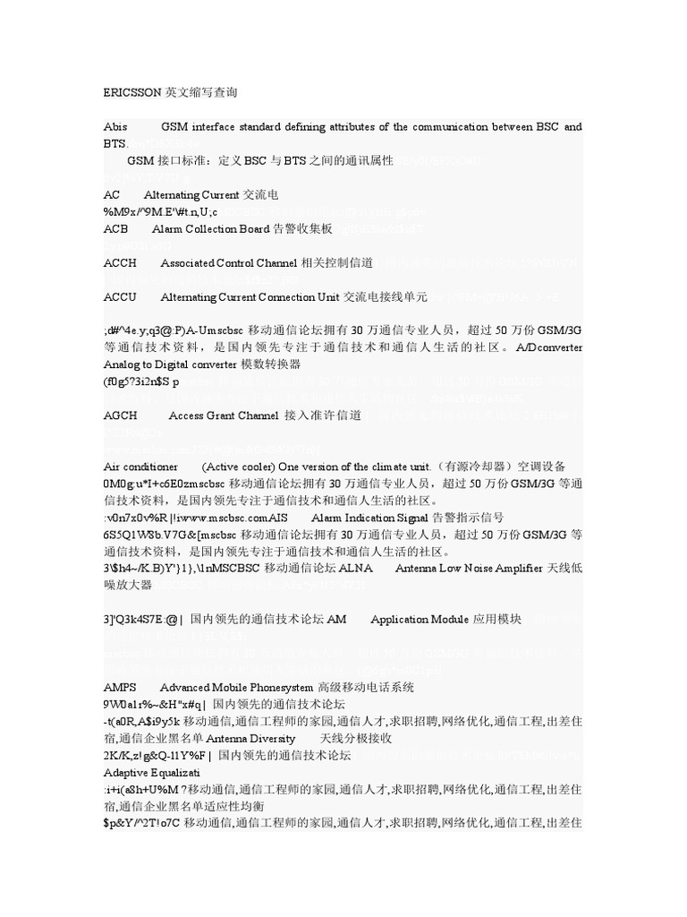 ERICSSON基站英文缩写查询| PDF