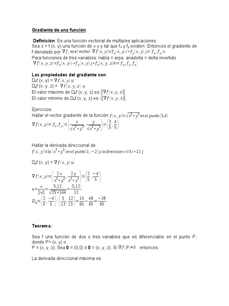 Cálculo y Aplicaciones del Gradiente | PDF | Degradado | Geometría ...