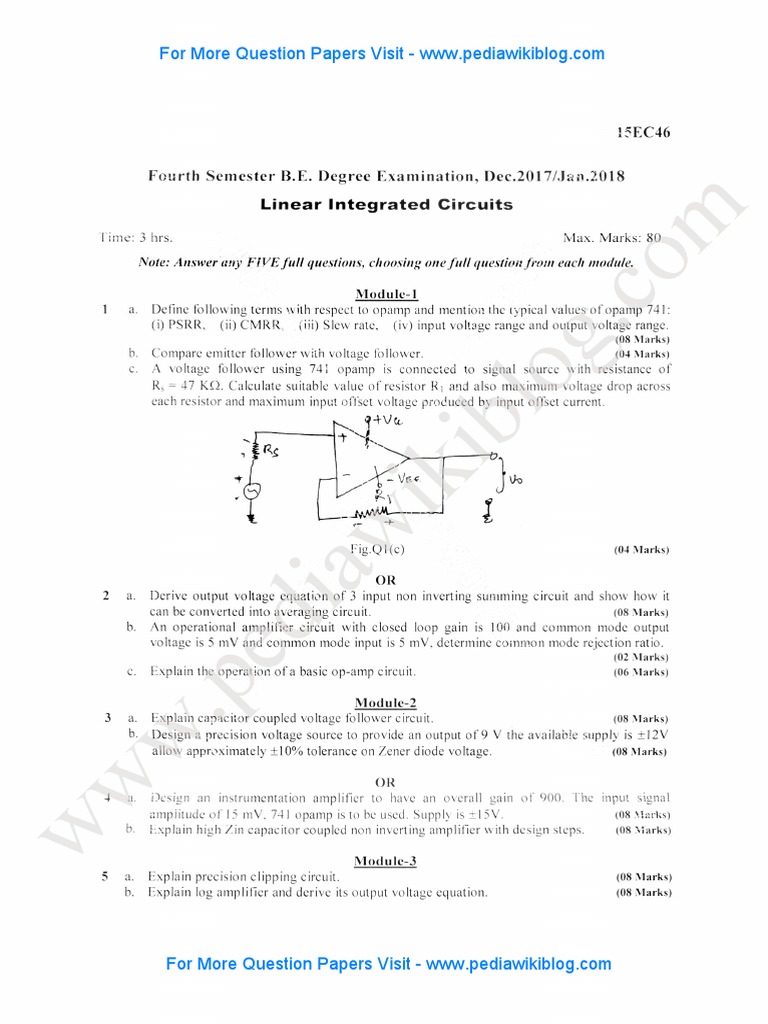 Linear Integrated Circuits Jan 2018 | PDF | Operational Amplifier ...