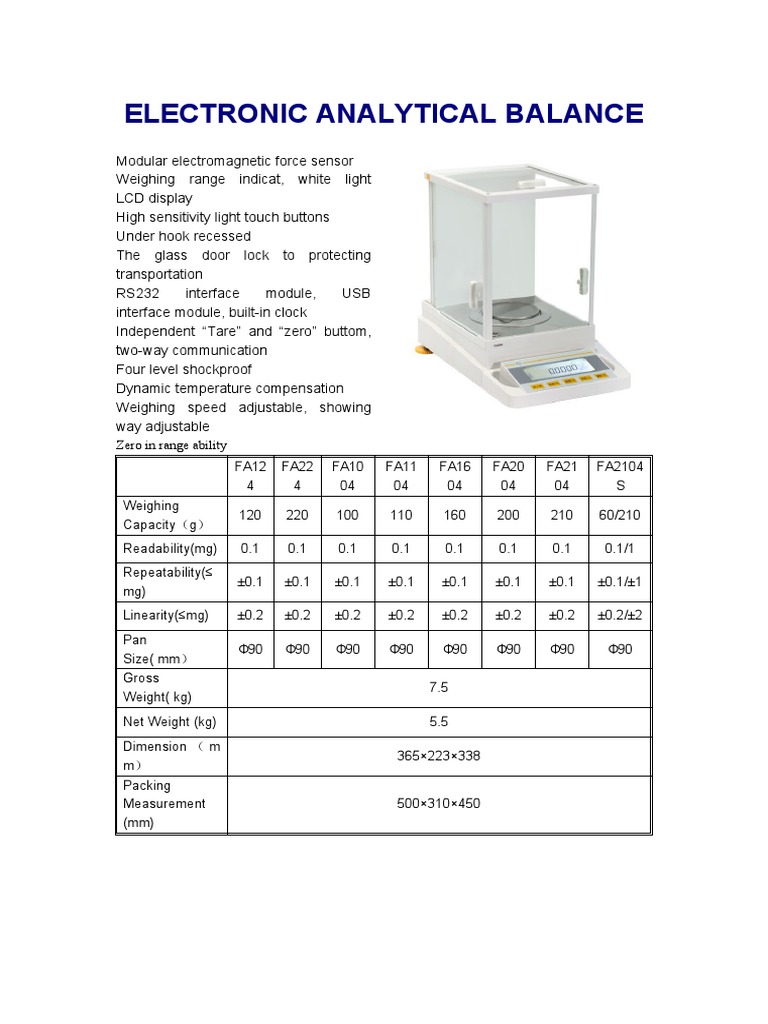 Electronic Analytical Balance PDF