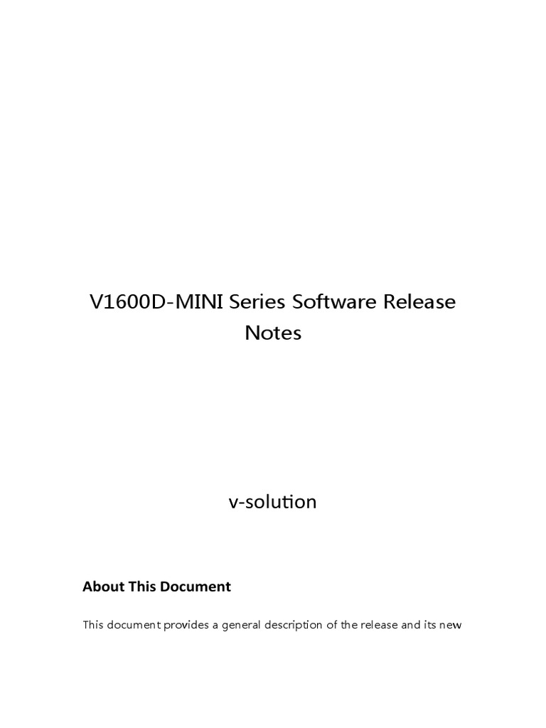 V1600D-MINI Series Software Release Notes | PDF | Password | World Wide Web