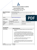 Indian Institute of Management Kashipur: Job Description Form