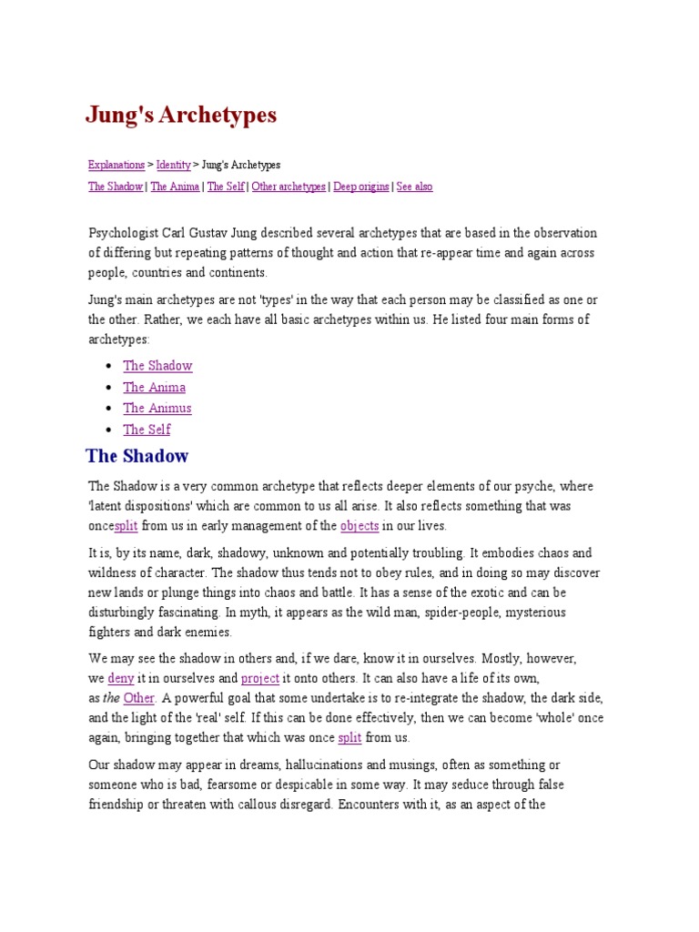 Jung's Archetypes: The Shadow | Download Free PDF | Shadow (Psychology ...