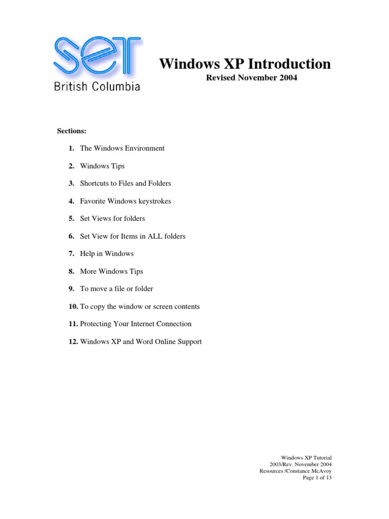 Windows XP Introduction: Revised November 2004 | PDF | Icon (Computing ...