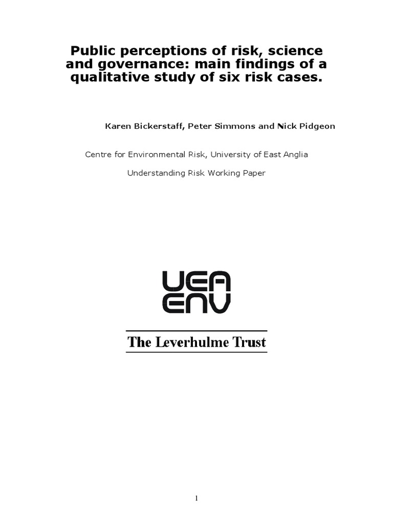 Public Perceptions of Risk Science and G | PDF | Risk | Focus Group