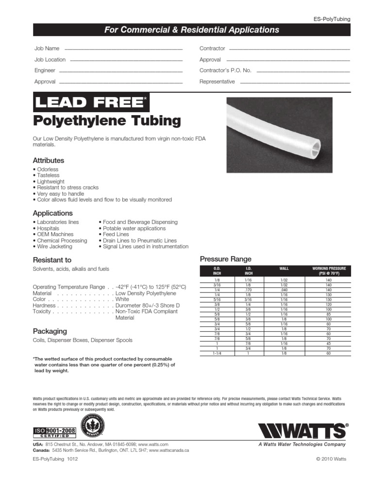 ES PolyTubing PDF Polyethylene Toxicity