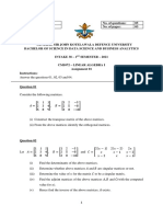 KDU Defence University Linear Algebra Assignment 01 questions and solutions