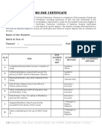 No Due Certificate: Name of The Student: - Batch & Year of Passout: Roll No