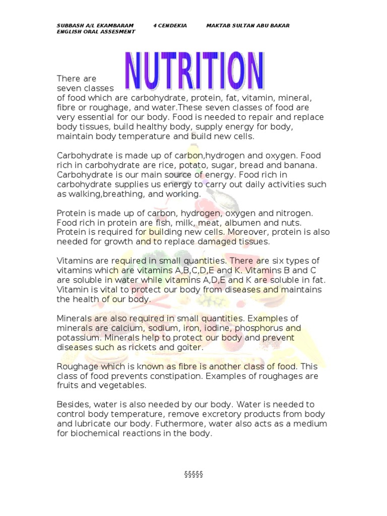 Seven Classes of Food Explained | PDF