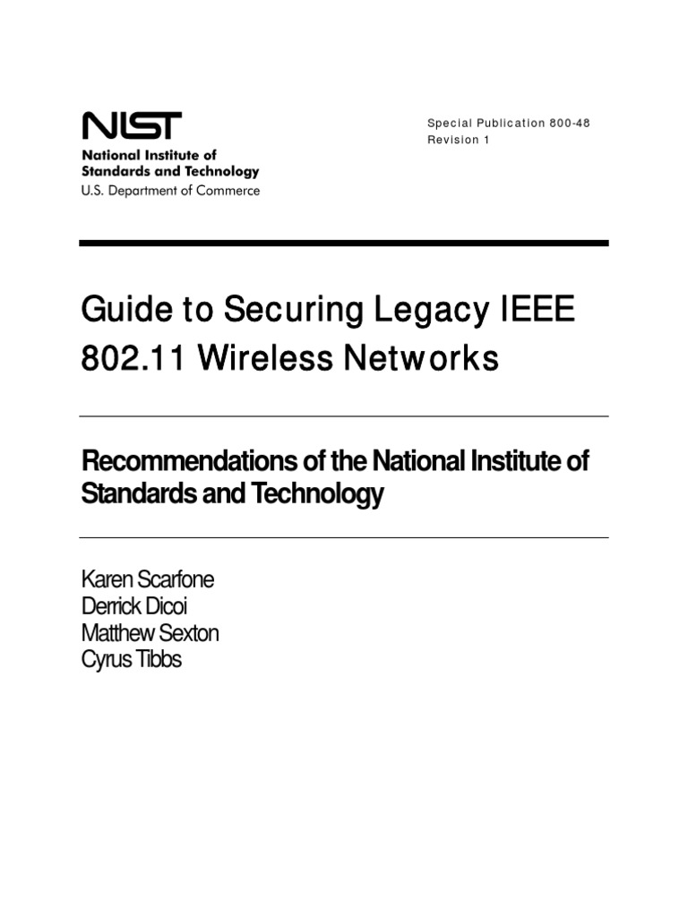 Guide To Securing Legacy IEEE 802.11 Wireless Networks | PDF | Wireless ...