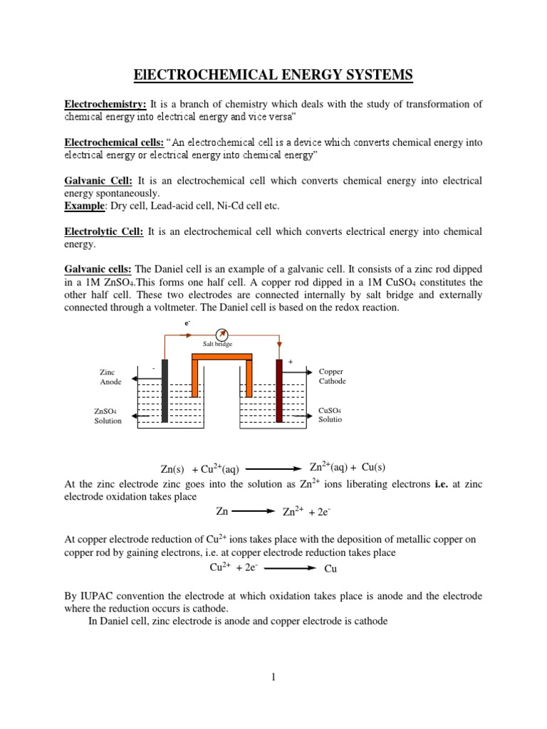 Electrochemistry Notes PDF Electrochemistry Redox