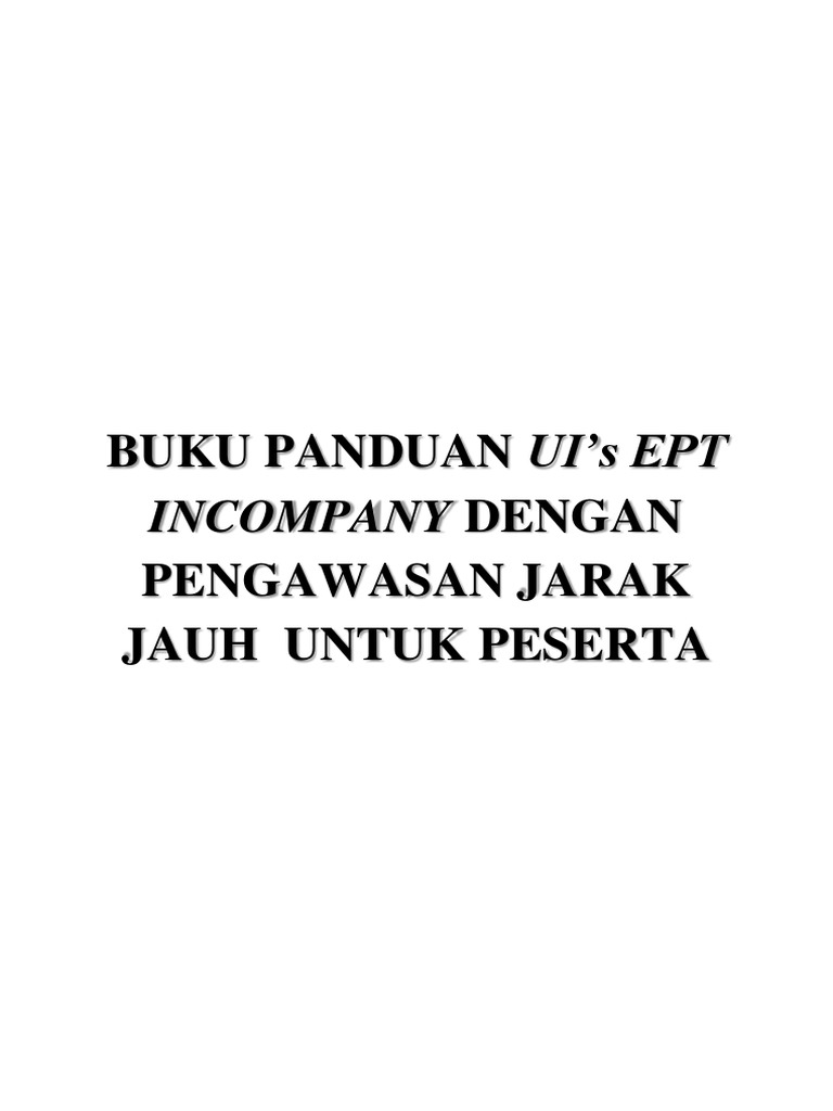 Panduan Pendaftaran UI's EPT Jarak Jauh | PDF