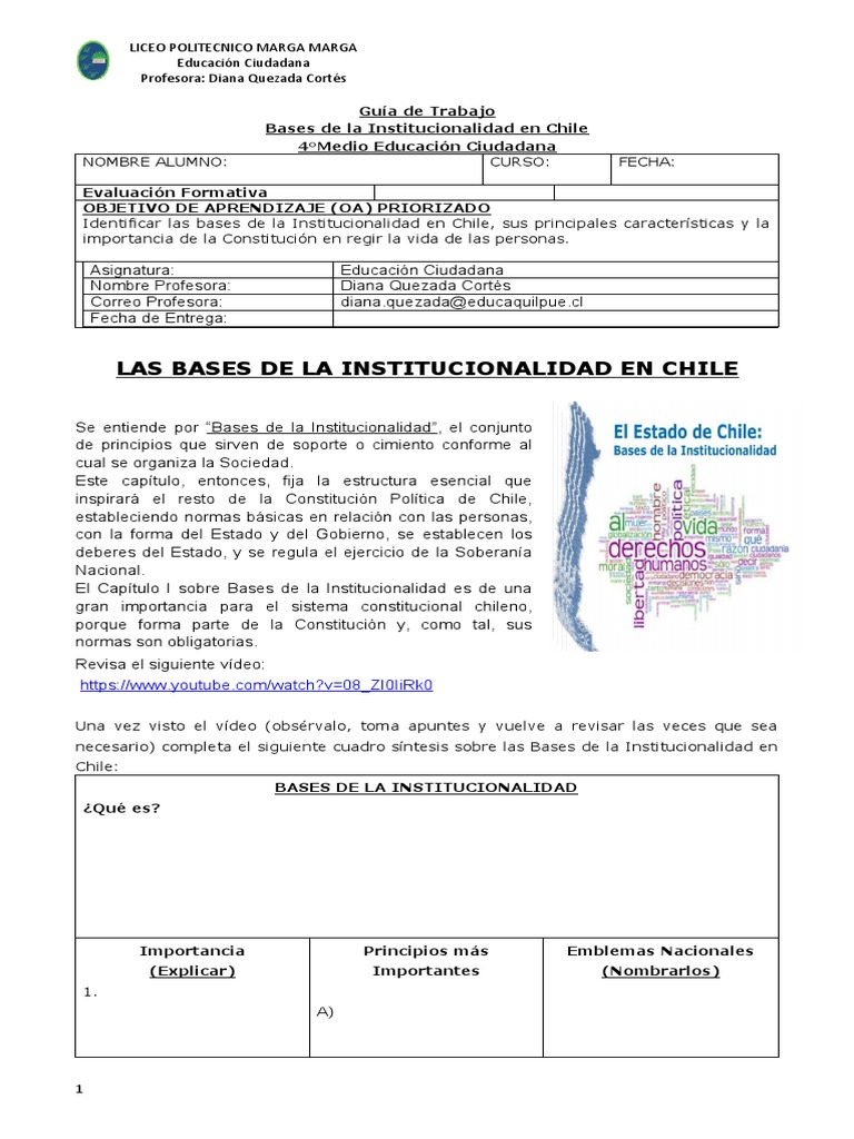 Bases de la Institucionalidad en Chile | PDF | Estado (política ...