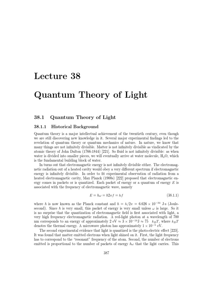 38.1 Quantum Theory of Light | PDF | Quantum Mechanics | Photon