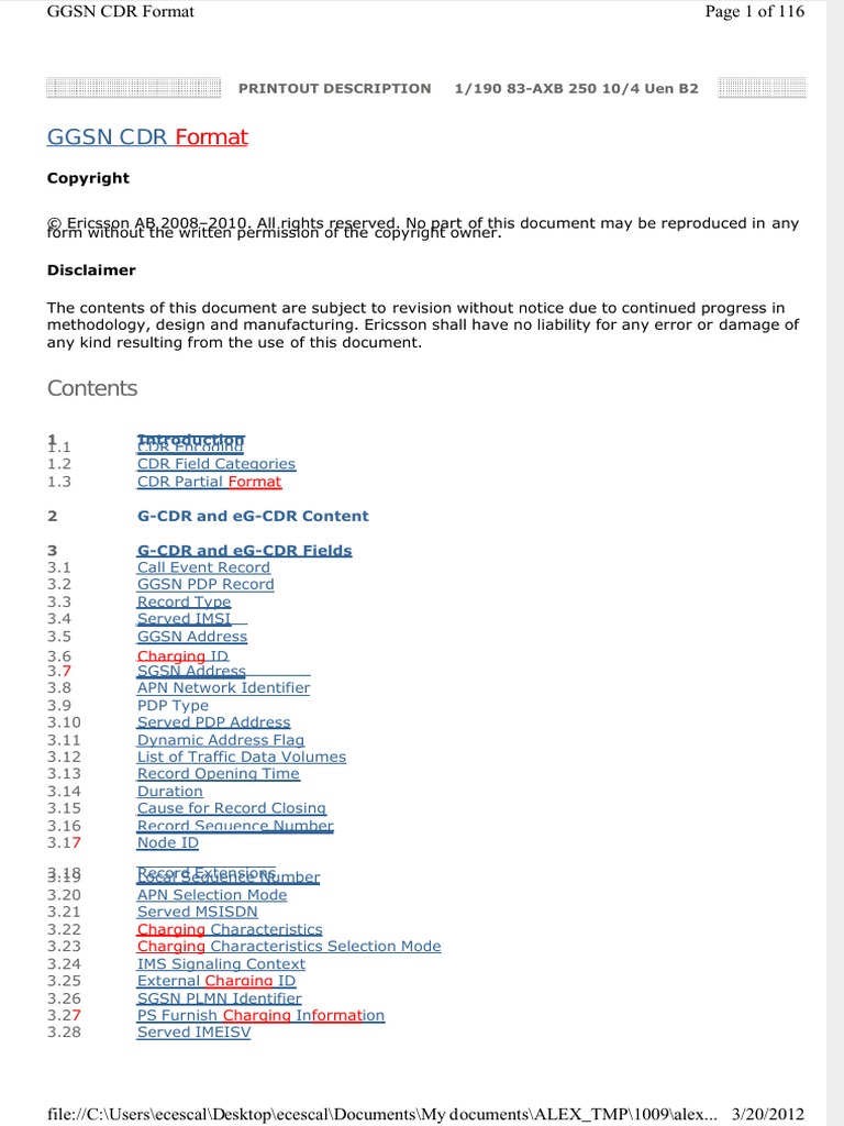 CDR Format GGSN 2010b Cp05 | PDF | Service Industries | Communication