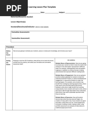 UDL Lesson Plan Template