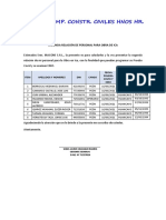 2da. Relación de Personal - Contratista Javier Huaman R. - Constructores Hnos. Hr.